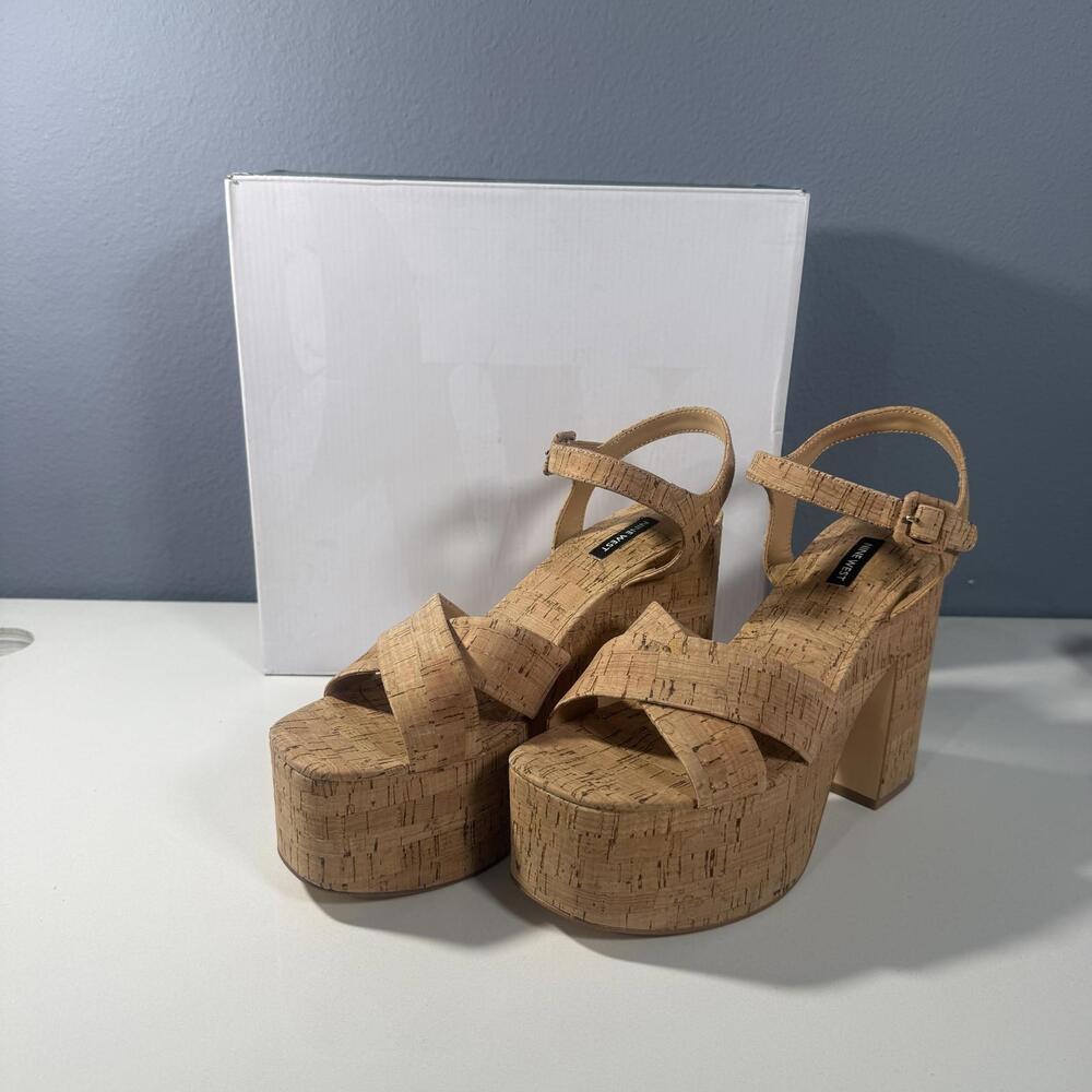 [NEW]‎ Nine West Women's Cork Platform Heeled Sandals - Picture 3 of 4